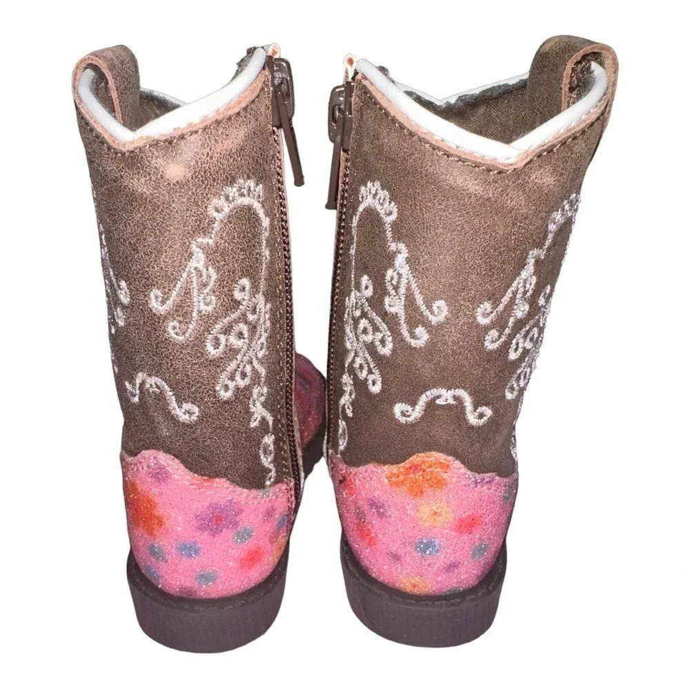 NWOT Smoky Mountain Toddler Autry Pink & Brown Boots Size 3 - Picture 4 of 7
